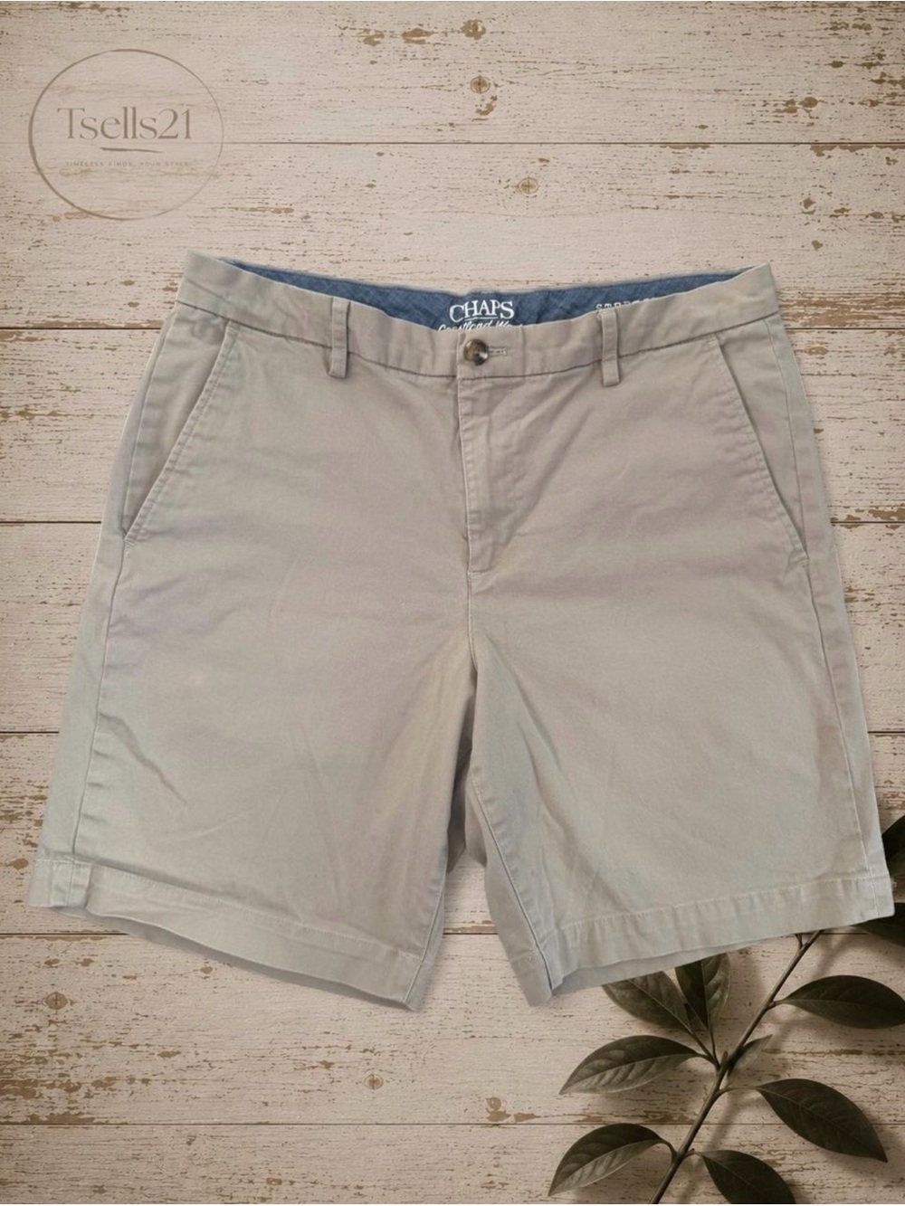 Chaps Classic Men’s Khaki Cotton Blend Chino Shorts - Size 34